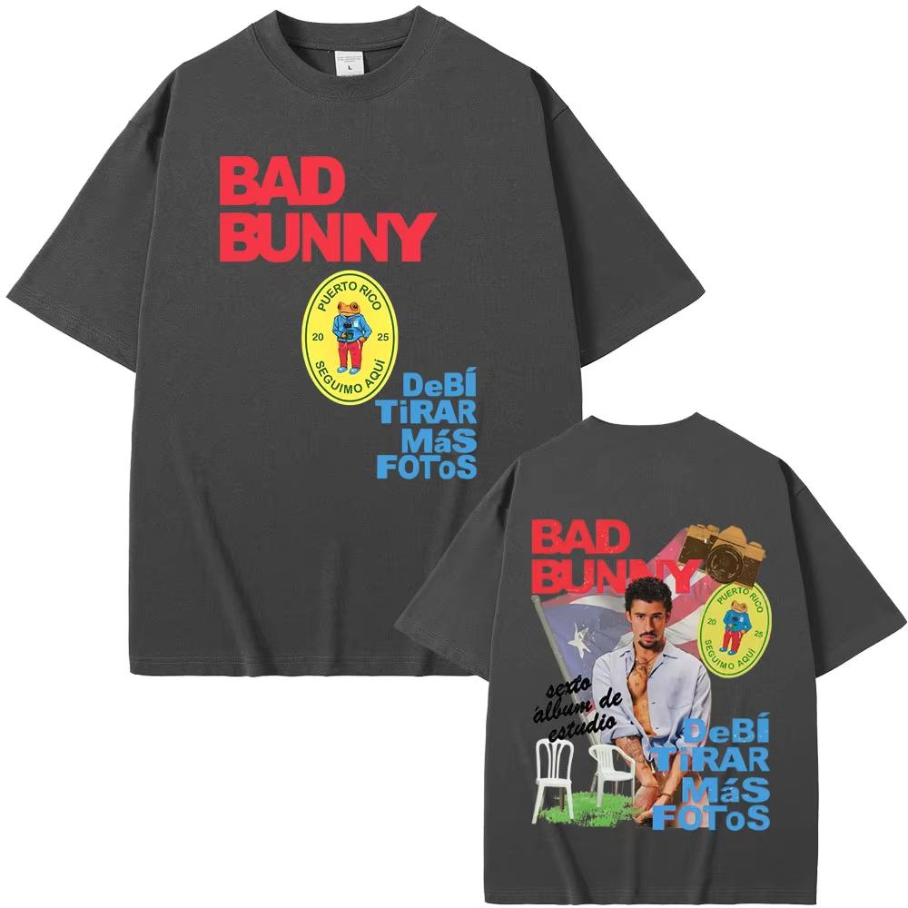 Rapper Bad Bunny DeBi TiRAR MaS FOToS DTMF 2025 Tour T Shirts Men Women Hip Hop Pop Music T-shirts Male Retro Oversized Tshirts