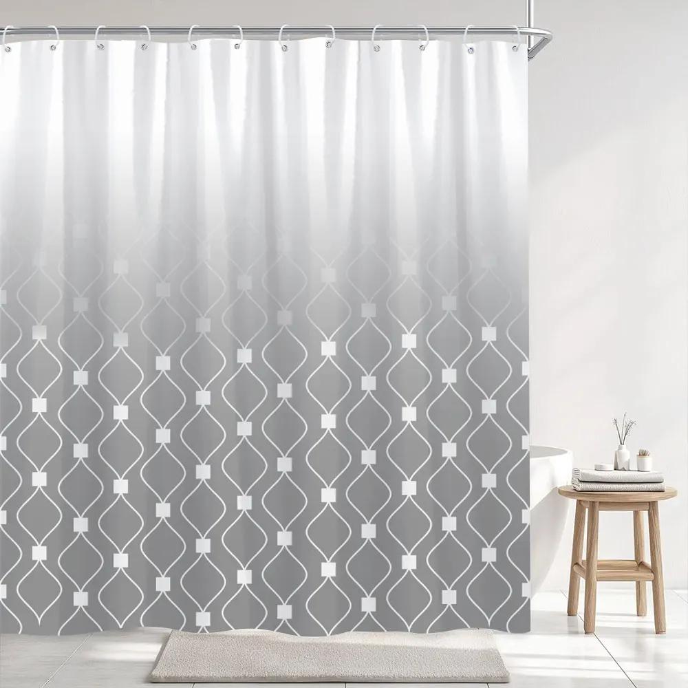 Abstract Geometric Lines Shower Curtain Simple Modern Style Striped Printed Polyester Fabric Shower Curtains Bathroom Decoration