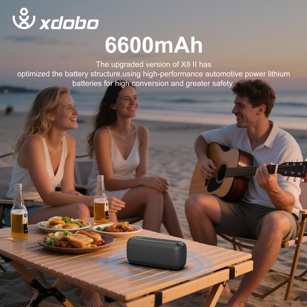 XDOBO X8 60W Alto-falantes Portáteis para Exterior Bluetooth Sem Fio Subwoofer de Graves À Prova d'Água 6600mAh Suporte TWS TF/AUX