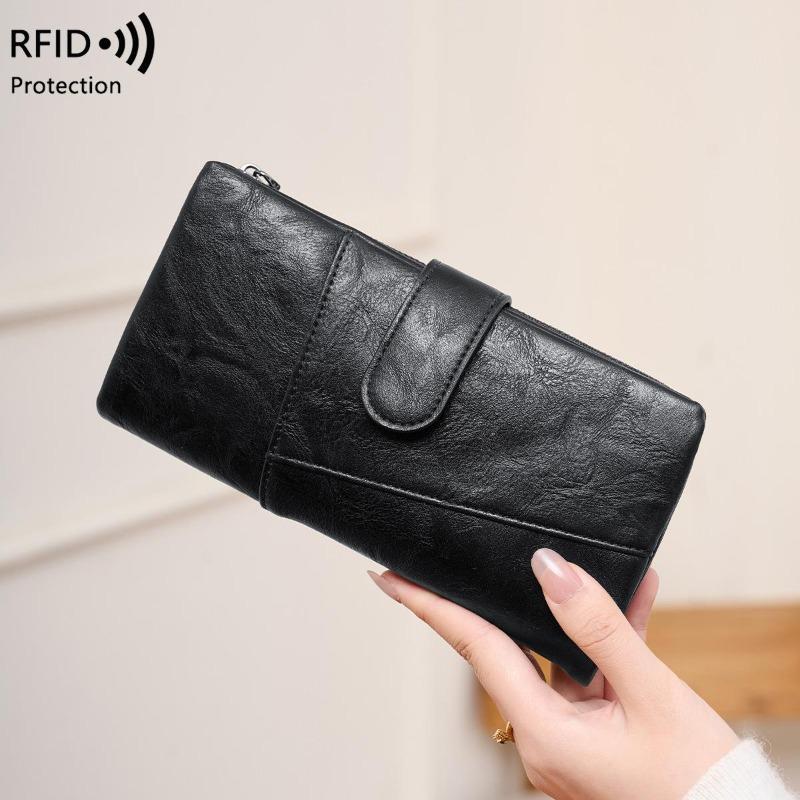 Damen Langbörse Anti-Diebstahl Blinkend RFID-Kartenetui PU-Leder Münzbörse Clutch Tasche Kartenhalter Geldklammer Multifunktionale Herrenbörse