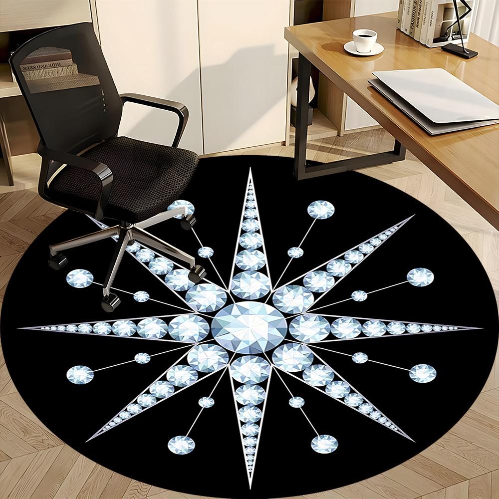 1pc Diamond Star Office Round Rug, Carpet for Office, Gaming, Lightweight Round Floor Mat Yy260205014