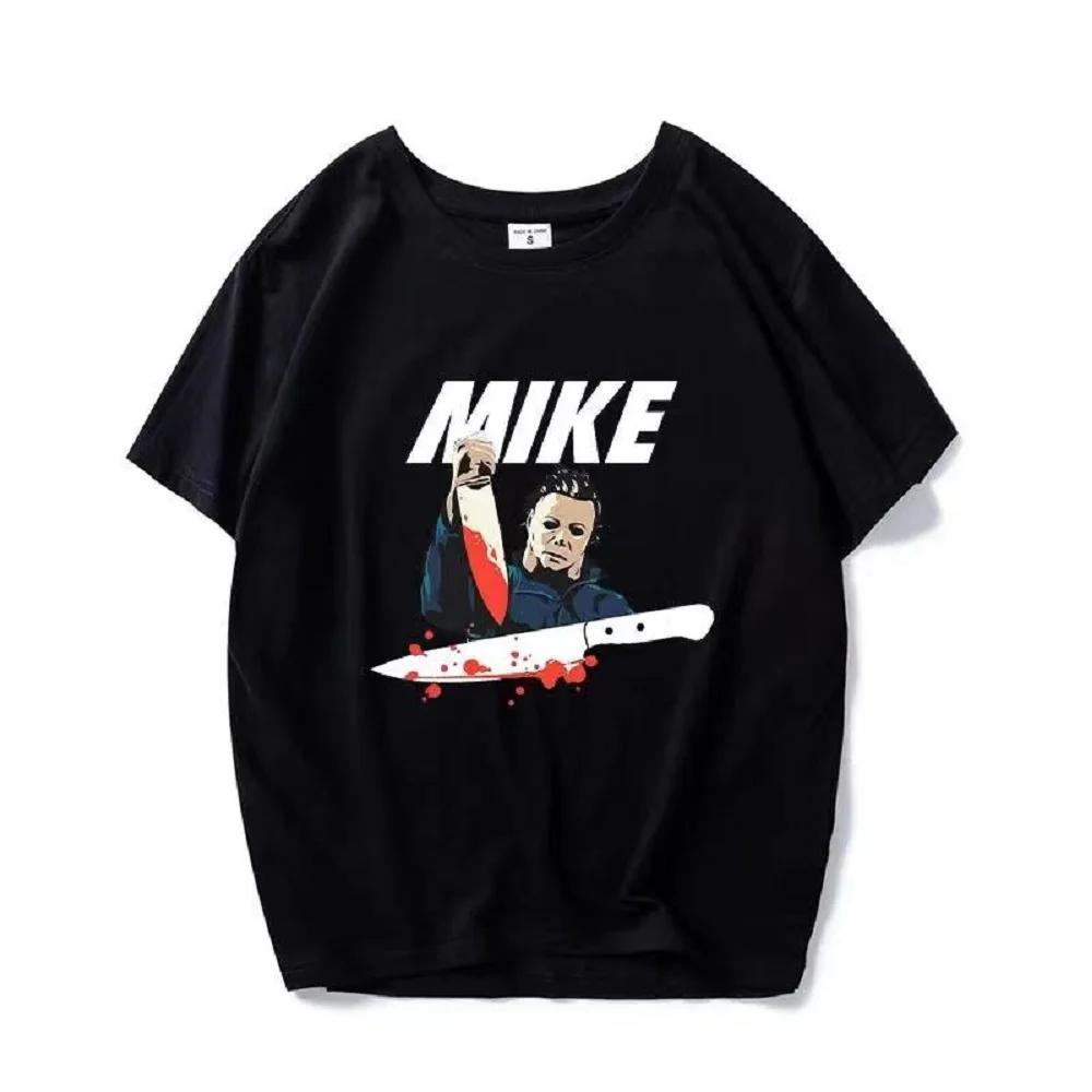 

Хэллоуин Фильм ужасов Ретро Харадзюку С коротким рукавом Праздничный предмет первой необходимости Для женских и мужских пар Футболка Счастливого Хэллоуина XXXXXL чёрный