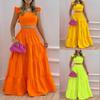 Women's Yellow Sleeveless Maxi Dress V Neck Flowy Summer Long Dress