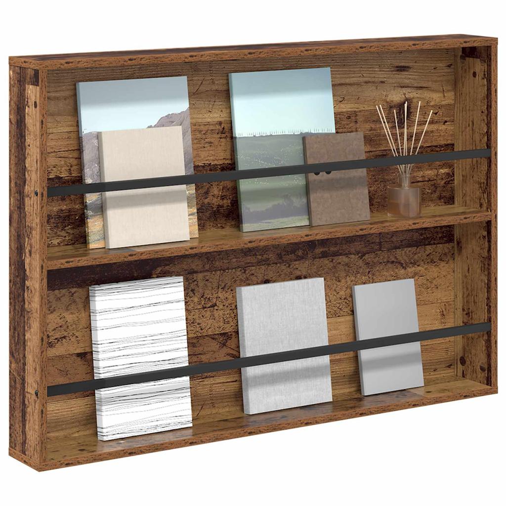 Magazine Shelf with Shelf Reclaimed Wood Style 100 x 12 x 70 cm Wood Based Material