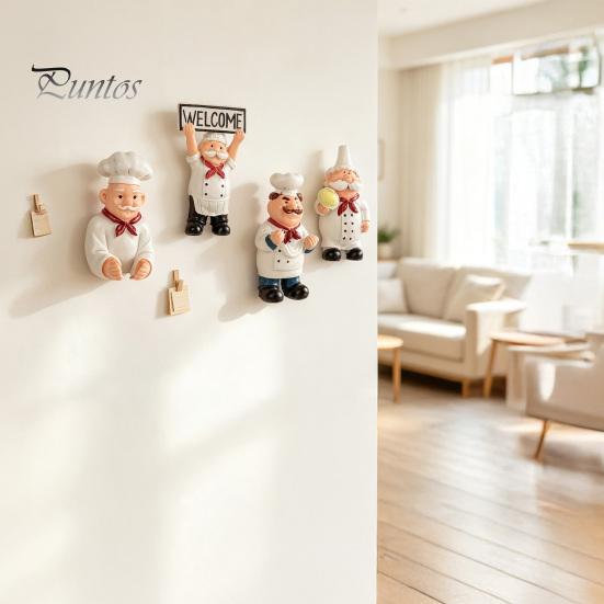 No Drill Wall Mount Cartoon Chef Hook, Resin Adhesive Toothbrush Holder, Small Decor Items Decorative Organizer for Kitchen or Washbasin Kids