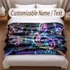 Music General Theme Soft Blanket Personalized Custom Name Text Print Warm Blanket Home Sofa Bedroom Decor
