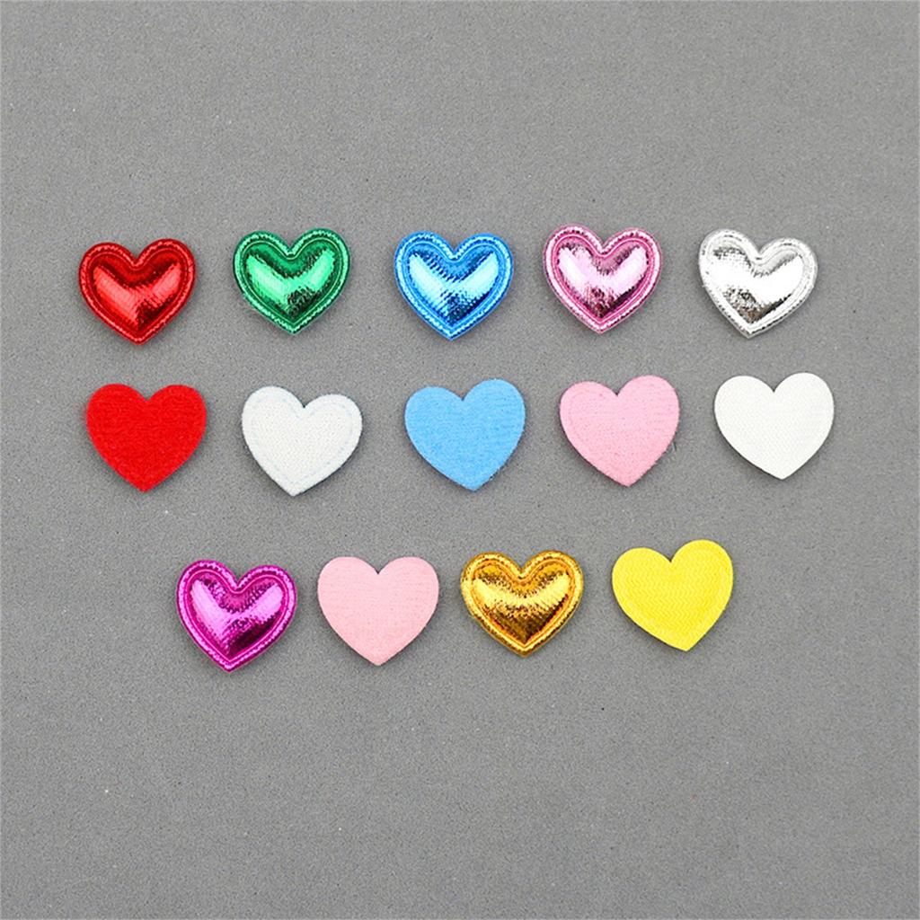 100Pcs 1.7*1.6CM  Heart Pu Padded Patches Appliques For Clothes Hats Hairpin Ornament Accessories DIY Craft Embarrassment