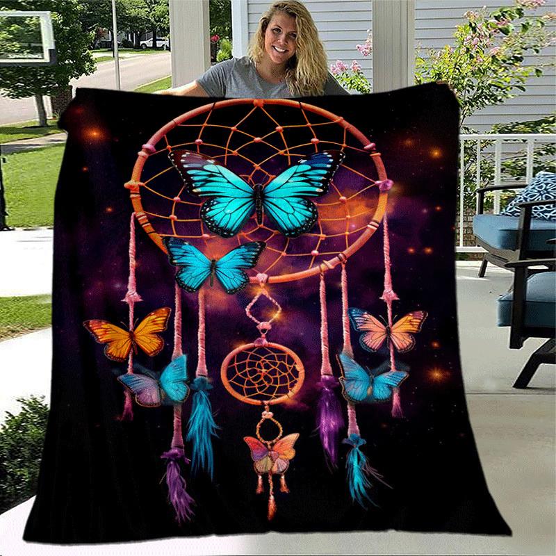 1pc Dream Catcher Printing Lightweight Flannel Blanket, Comfortable and Warm Blanket, for Camping Sofa Bed and Couch Office, Gift