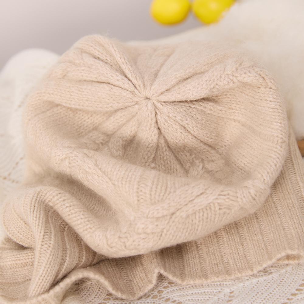 Custom Inner Mongolian Cashmere Winter Hats Women Luxury Fashion Casual Cable Knitted 100% Pure Cashmere Beanie Cap