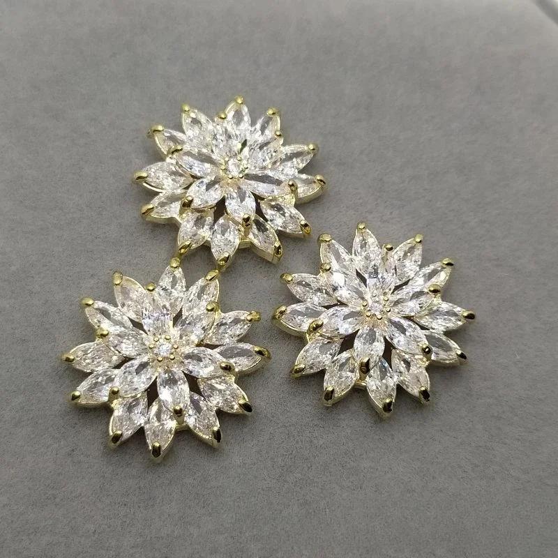 5pc Luxury Crystal Rhinestone Buttons Cubic Zirconia Button for Clothes Decorative CZ Sewing Buttons for Cashmere