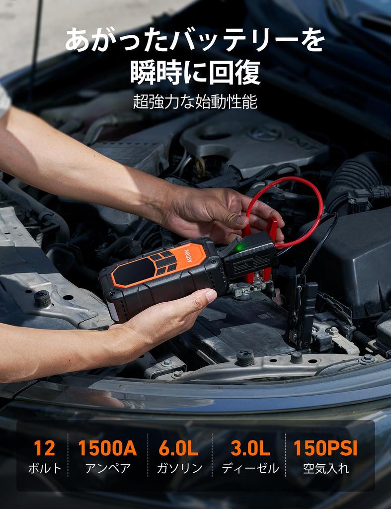 AstroAI S8 Air Nano Jump 1500A Toppbilmotorstartare med upp till Bensin och Diesel Däckpump med 12V Nödfall 10 Säkerhets Mobil LED Nödfall