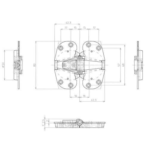 Noda P53 Closet Center Hinge (October 1995 - Present), Black Iron, 1 Piece