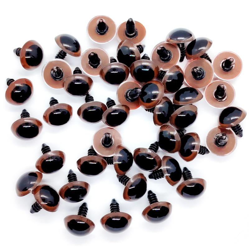Brown Thread Crystal Eyes Doll Accessories - Two-Dimensional Animal Figure with Coffee Eyes 8mm (100 pieces per pack)