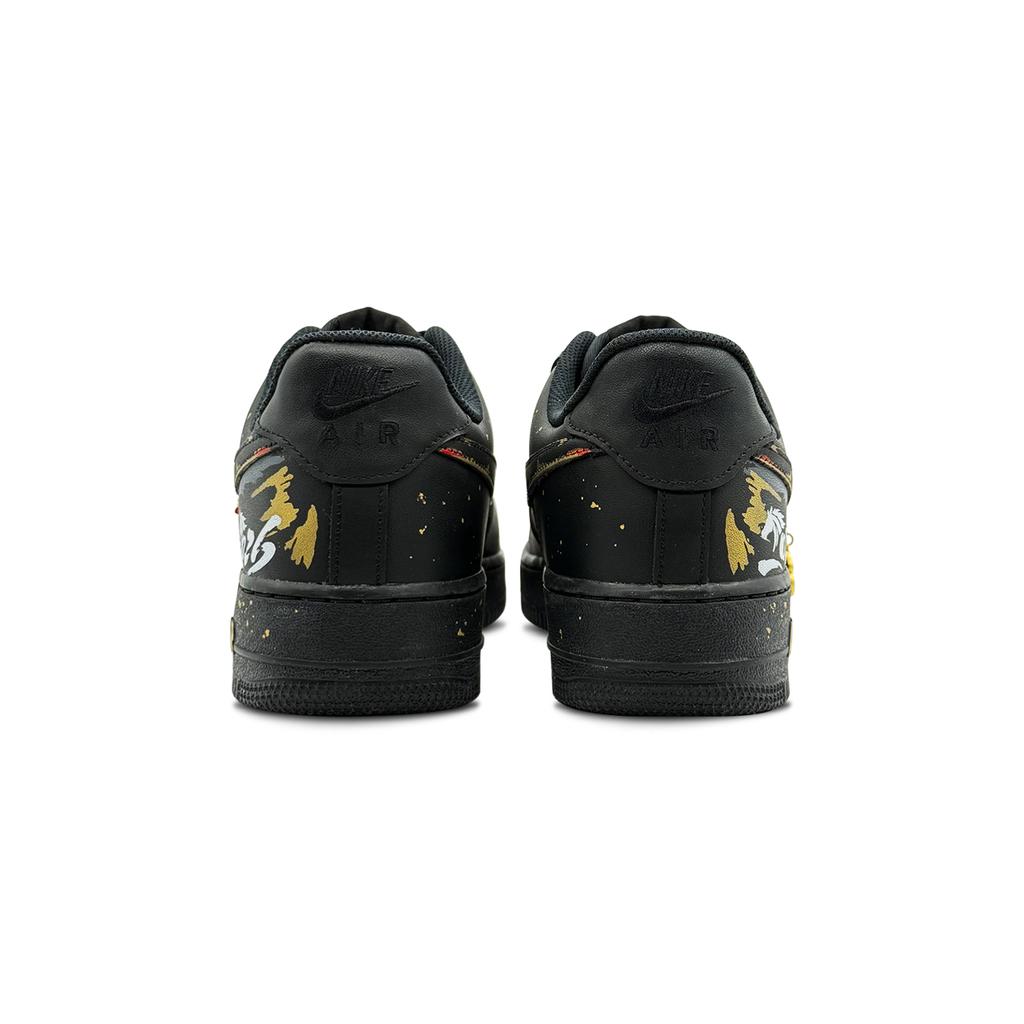 Nike Air Force 1 Golden Horse Brings Fortune Abrasion Resistant Low top Skateboard Shoes Unisex Black Gold CW2288-001(Team827-)