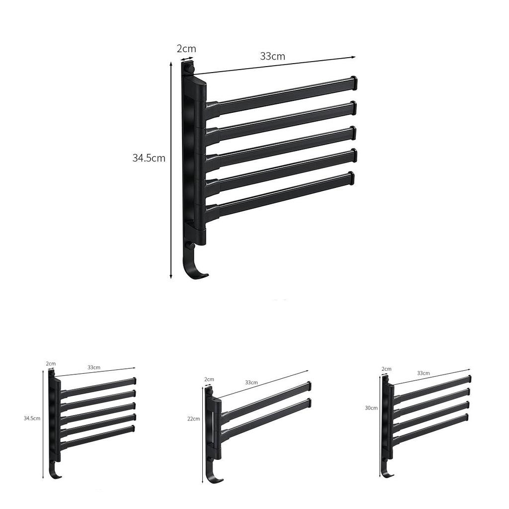 Plastic Wall Mount Hook With Rotatable Towel Rod For Bathroom Balcony And Living Space