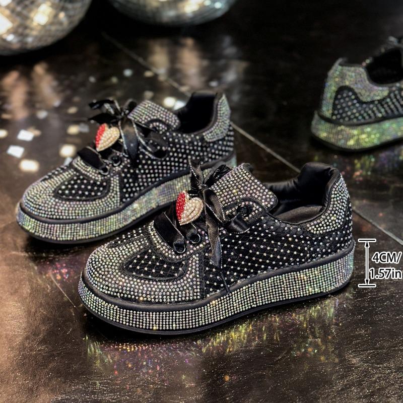 

Новые модные кроссовки на толстой подошве для женщин с одинарными туфлями со стразами 42 чёрный