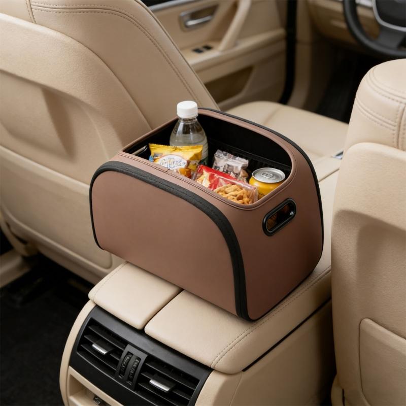 High Quality Leather Auto Storage Box For Front Seat Back Offering Spacious Design And Sturdy Mixed Construction