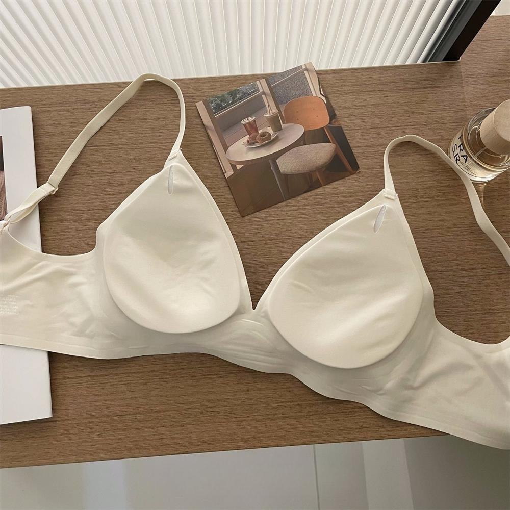 Women's Seamless Triangle Cup Sexy Floral Backless Bra Push Up Anti-Sagging Enhancing for Small Bust Comfortable Thin Style