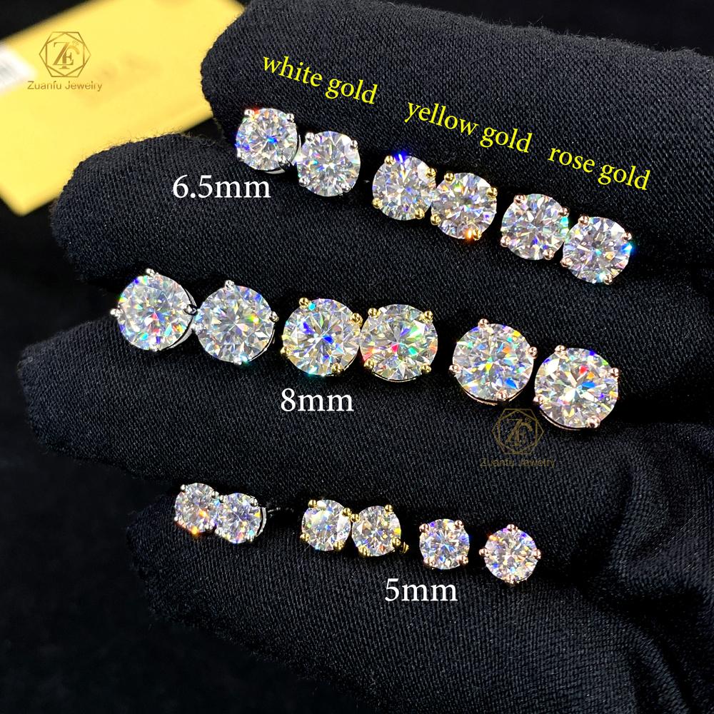 Hot Sale Price D Color 1Carat VVS Diamond Moissanite Earring 925 Sterling Silver Moissanite Stud Earrings for Men Women