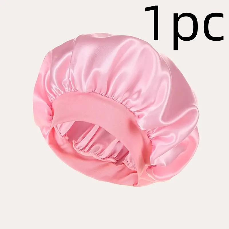 Luxurious Satin Sleep Cap Soft Wide Brim Nightcap Unisex Night Sleeping Bonnet with Wide Elastic Band Bath Hat For All Hair Type