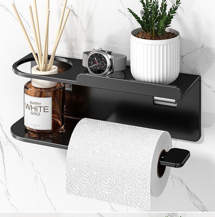 No Drilling Bathroom Toilet Paper Holder Multi-Function Storage Rack Toilet Tissue Holder Stainless Steel Easy Installation