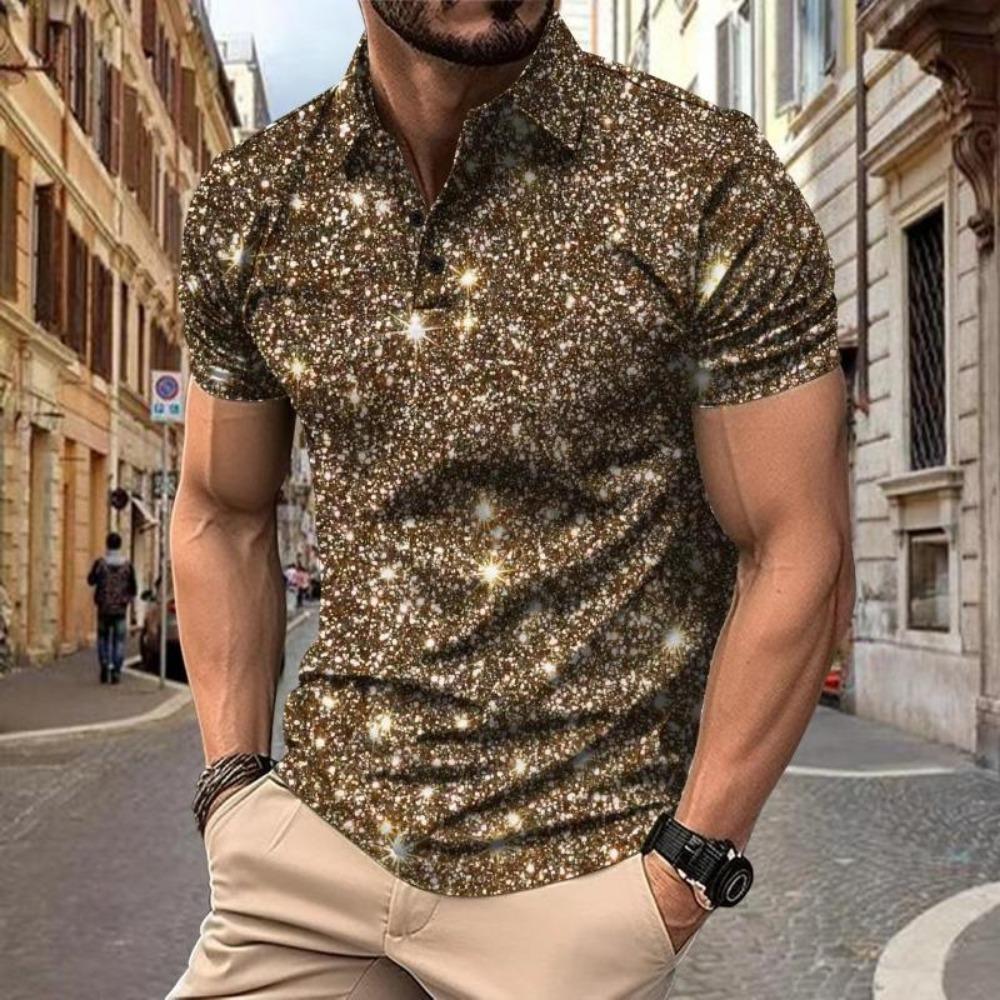 Maglietta casual da uomo POLO con bottoni e stampa Top