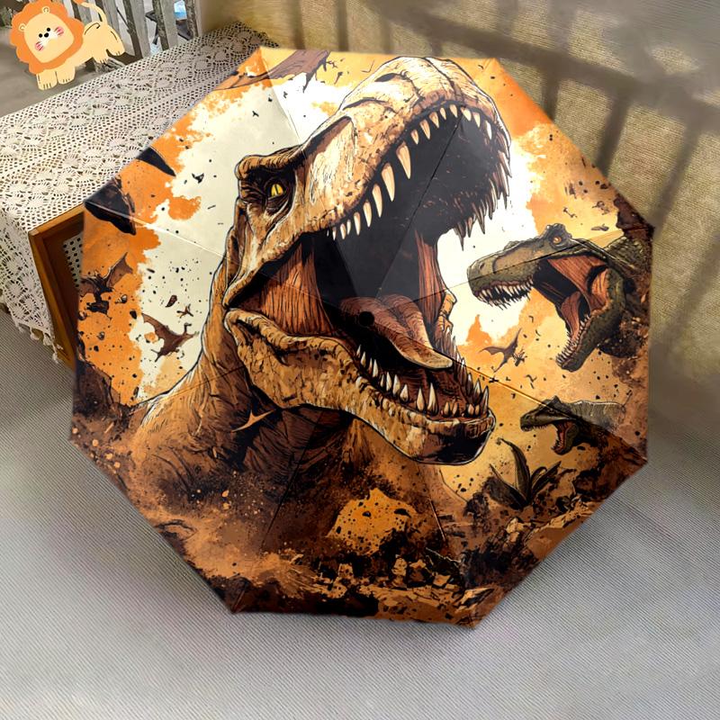 1 szt. Automatyczny Składany Parasol - Wzór Tyranozaur Rex, Przenośna i Składana Konstrukcja z 8 Żebrami, Prezenty Świąteczne i Urodzinowe