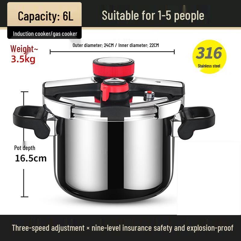 GOWKE German 316 Stainless Steel Pressure Cooker