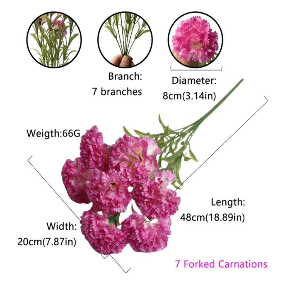 Silk Cloth Artificial Carnation Bouquet Photography Props 7 Heads Simulated Carnation Mother's Day Gifts Wedding Fake Flower