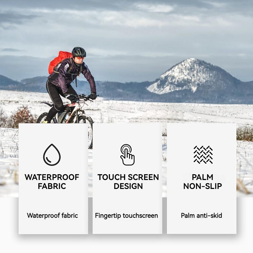 Getinfit Cycling Gloves Cold Proof Waterproof Anti Slip Three Adjustable Warm Levels for Outdoor Skiing Sports