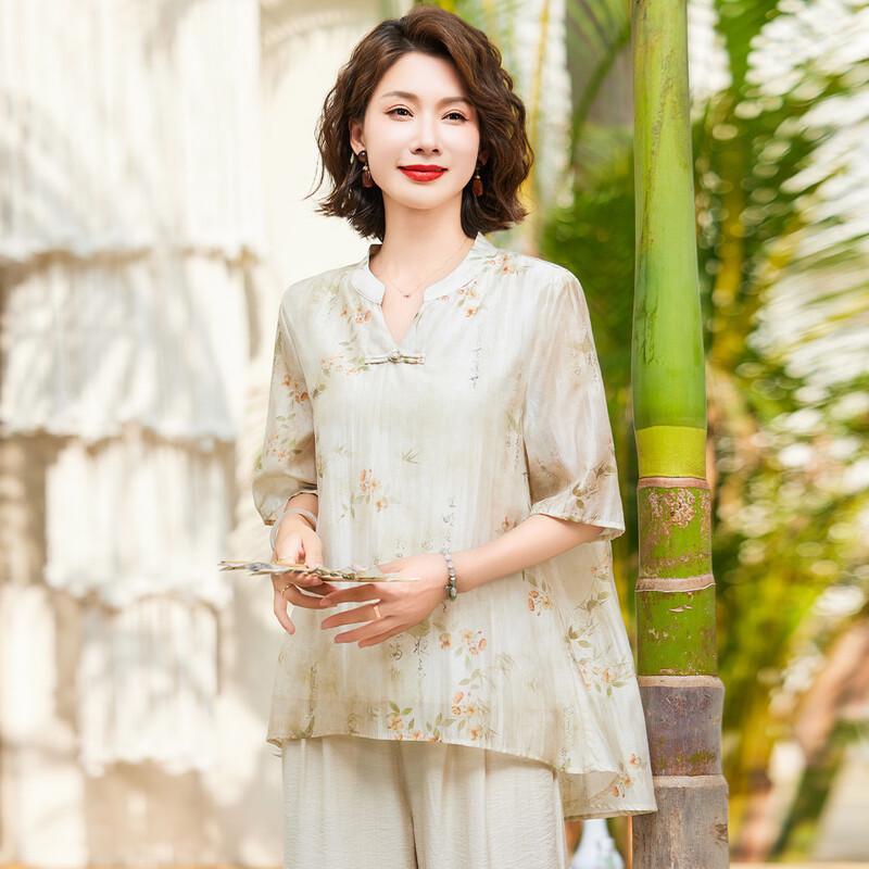 Jianhu Thin Summer T-shirt for Middle-Aged Women