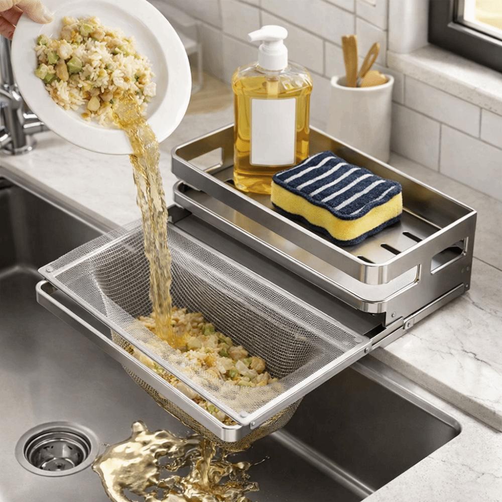 Large Capacity Self-Draining Sink Shelf Moisture-proof Soap Sponge Holder Bathroom