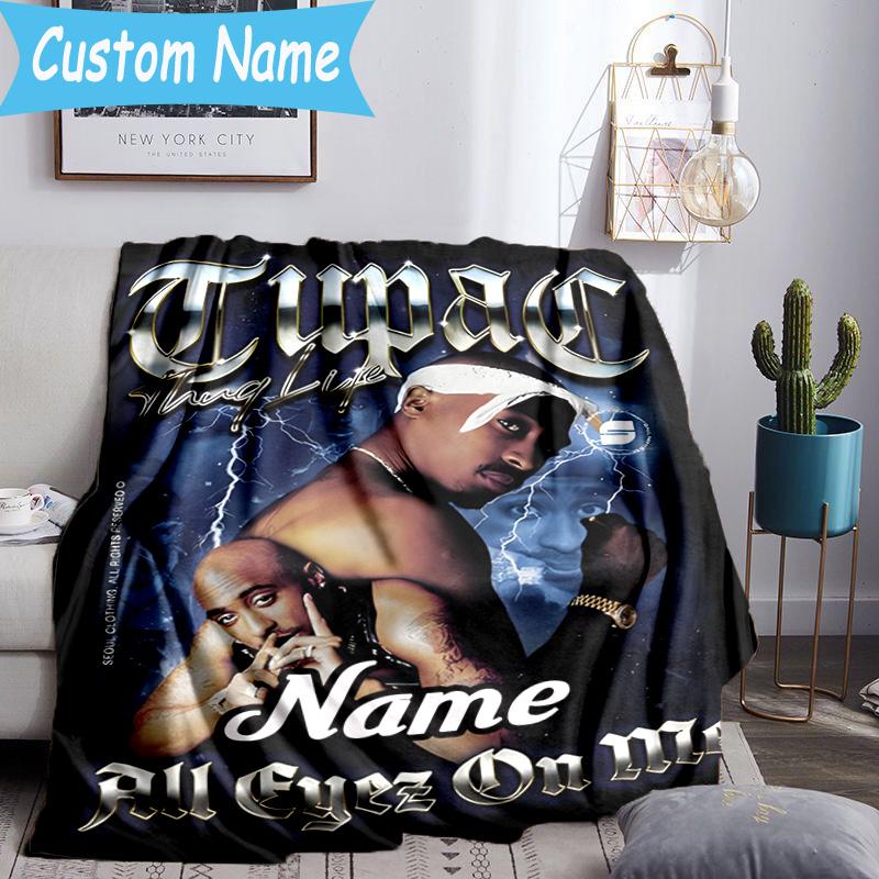 1PC Custom Name Hip Hop Throws Blanket Flannel Blankets for Couch Bed Gifts for Men Women Travel Picnic Christmas Fan Gifts
