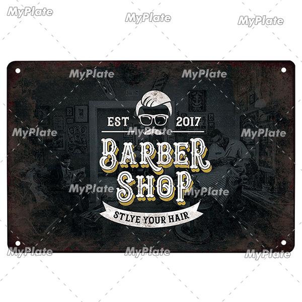 [MyPlate] BARBER BAR Metal Sign Vintage Plaque Tin Sign Plate Wall Decor For Bar Club Man Cave Art Painting Gift