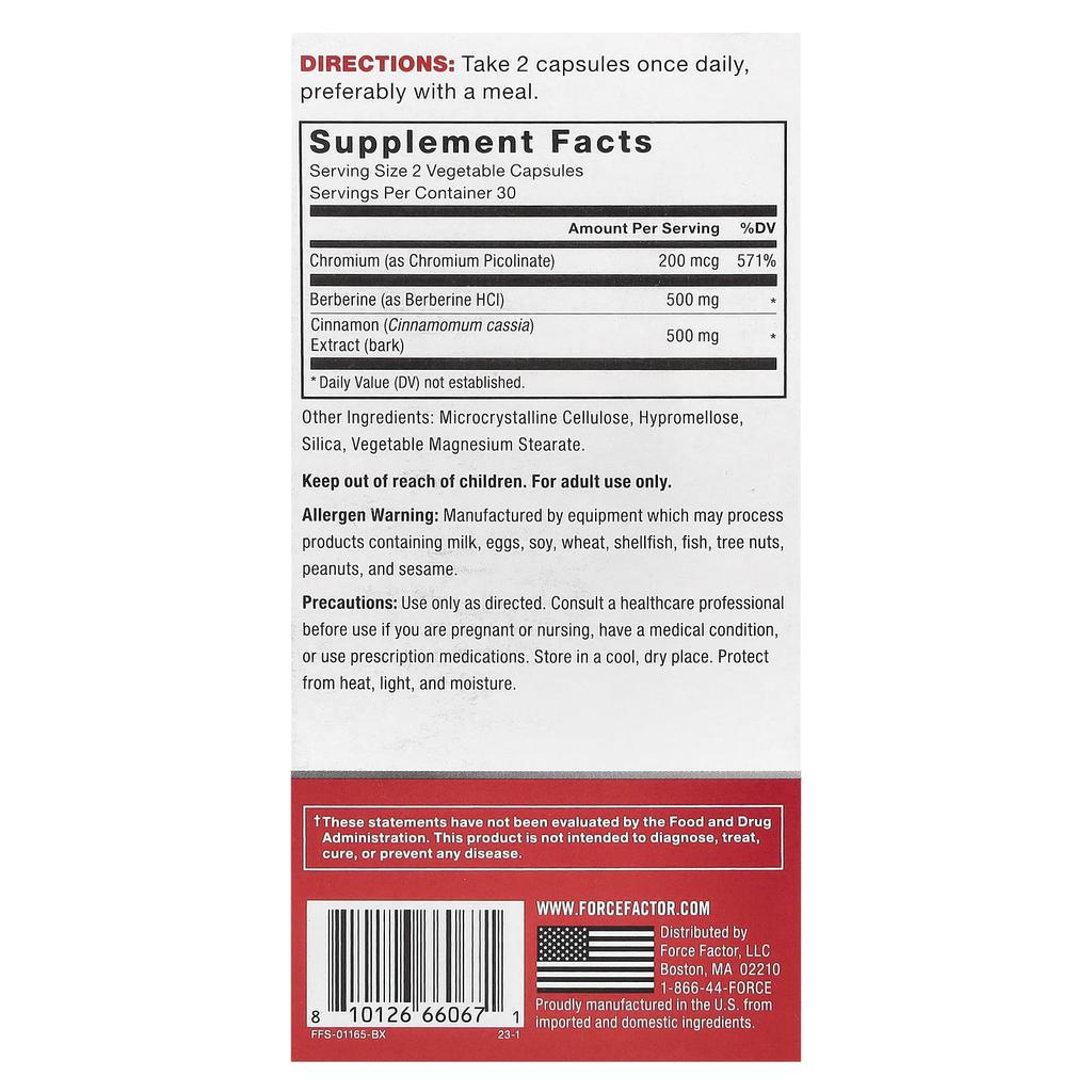 Ultra Berberine, Glucose & Metabolism Formula, 60 Veggie Caps (250Mg Per Capsule)