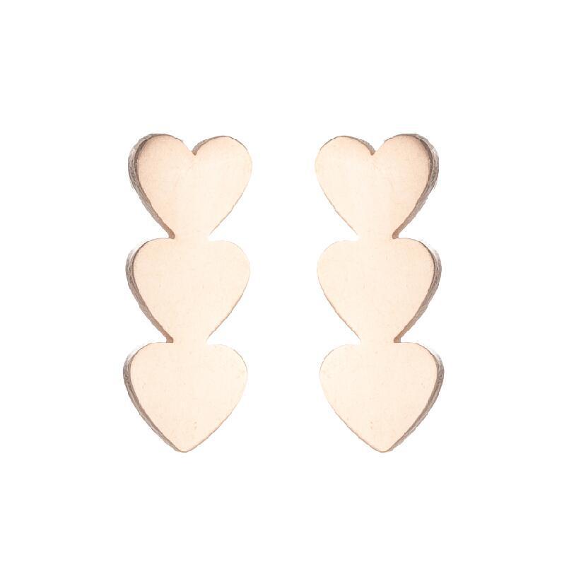 Minimalist Stainless Steel Heart & Sunflower Star Stud Earrings - "I Love You" Gesture