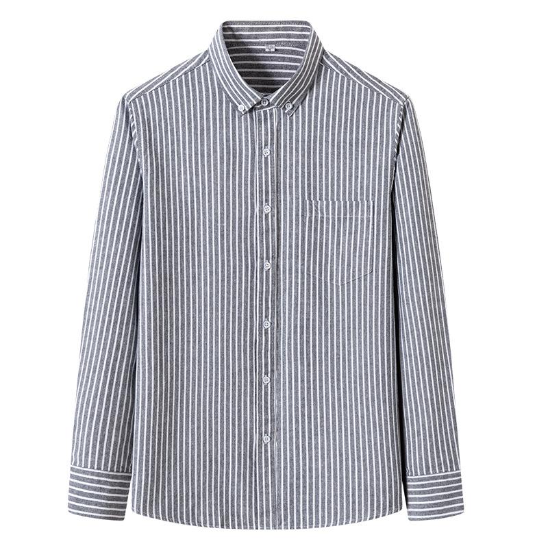 Cotton Oxford Long Sleeve Shirt Men Business Casual
