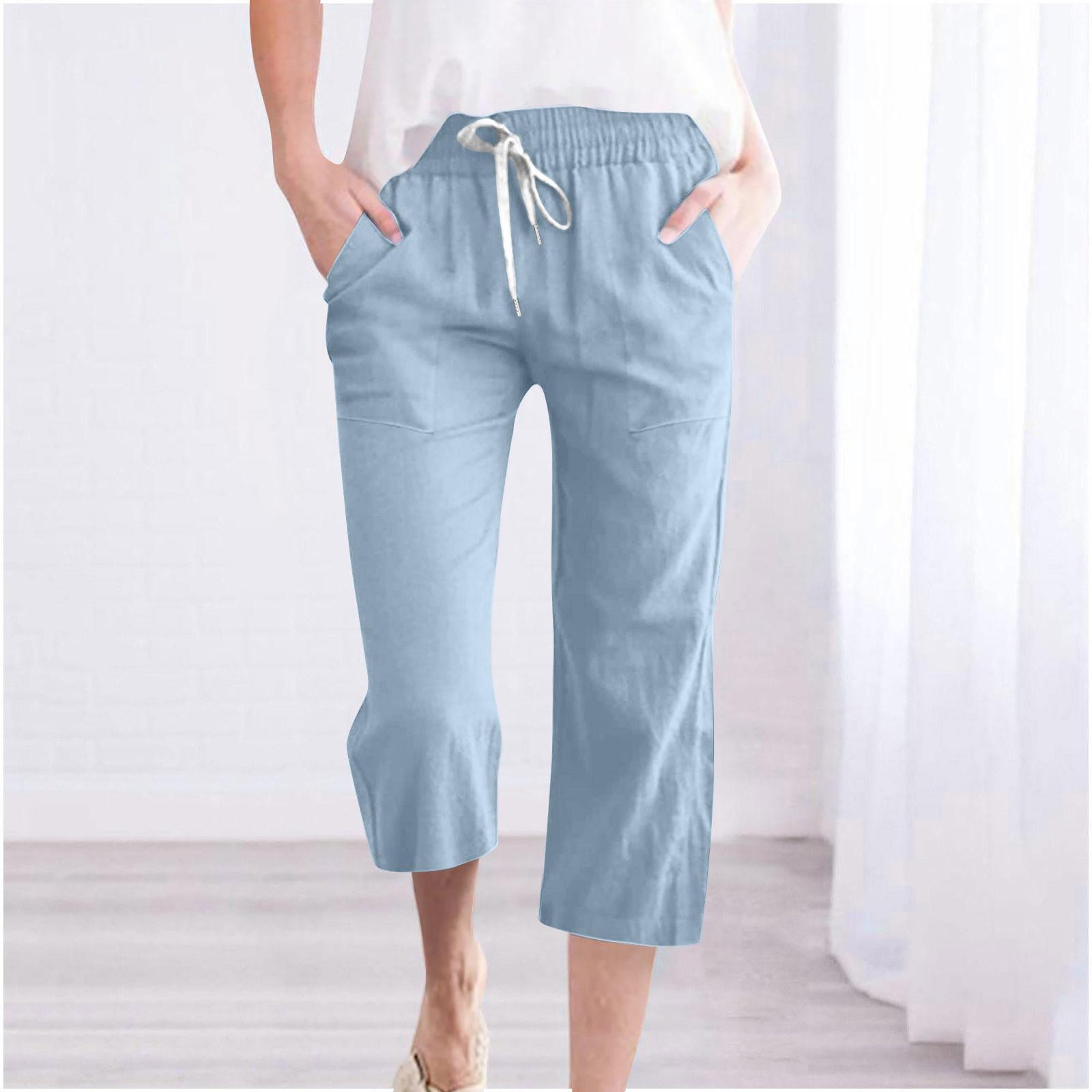 Women s Casual And Fashionable Color Loose Pants With Pocketes M