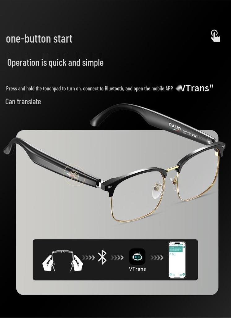 Smart Bluetooth Glasses: Real-time AI Translation & Music for 100+ Languages