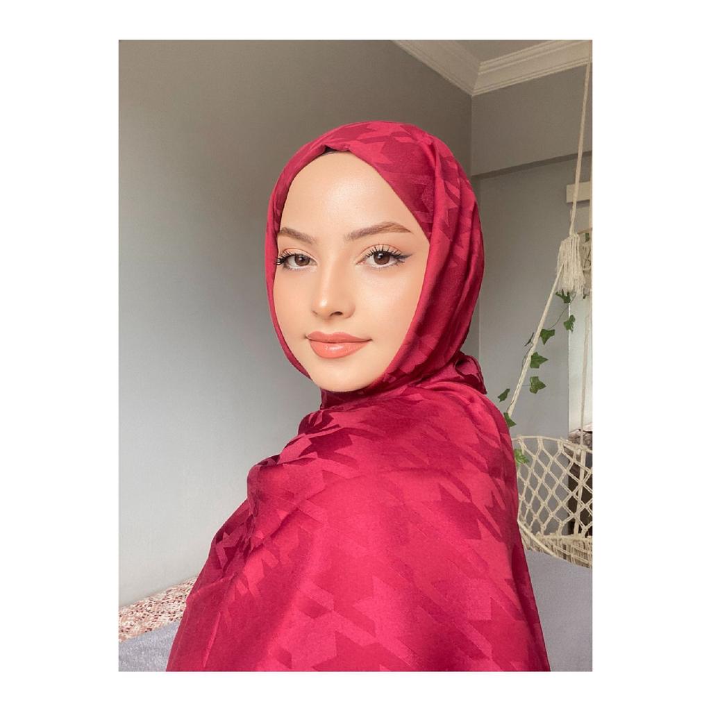 Houndsfoot Patterned Silky Jacquard Shawl