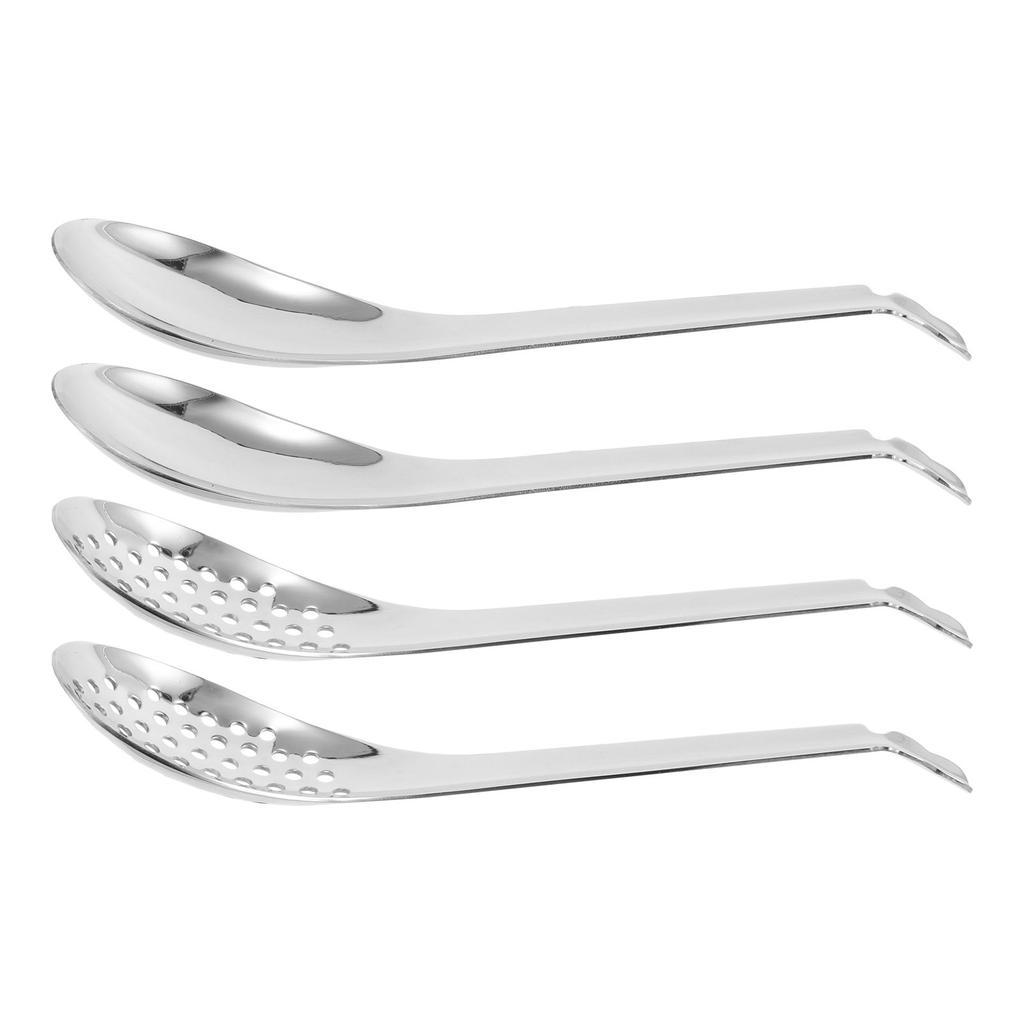 4Pcs Stainless Steel Soup and Slotted Spoons Set for Cooking Serving Caviar Pasta Salad Filtering Kitchen Skimmer Utensil Home