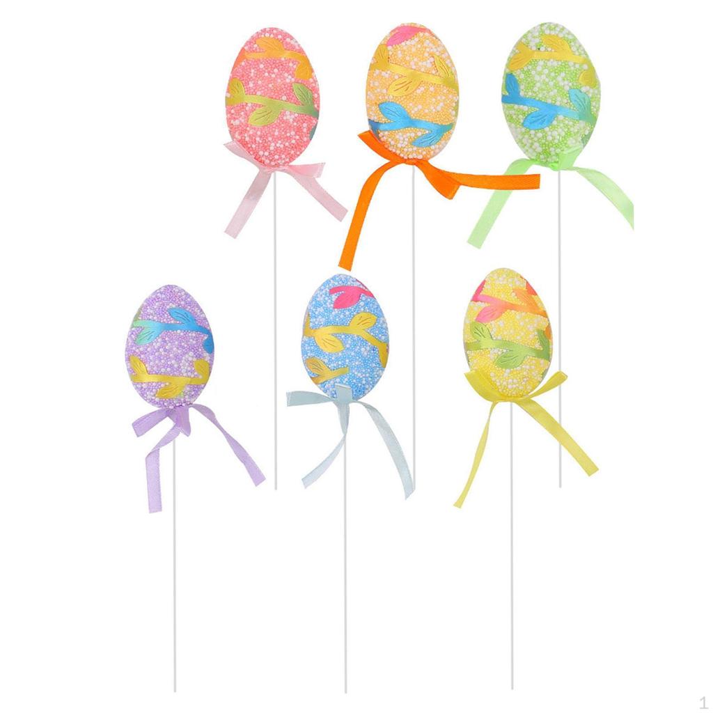 6 Pieces Easter Egg Picks Branches Art Crafts Decoration Cake Topper Sticks for Holiday
