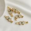 14K Gold-Filled Zircon Bow Connector Clasp with Fan-shaped Pearl for DIY Jewelry Accessories