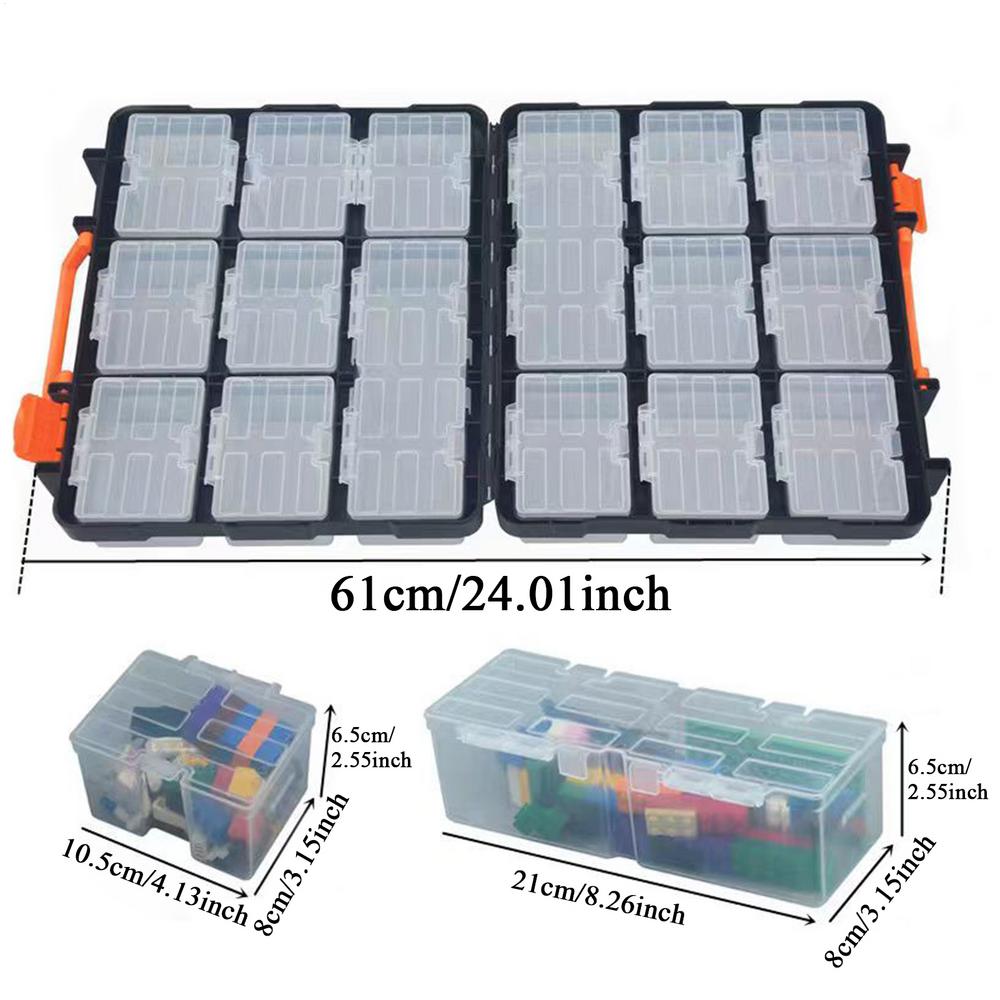 16-Compartment Detachable Toolbox Storage Box Double-Sided Transparent Toolbox Screws Storage Box Storage Tool Case box