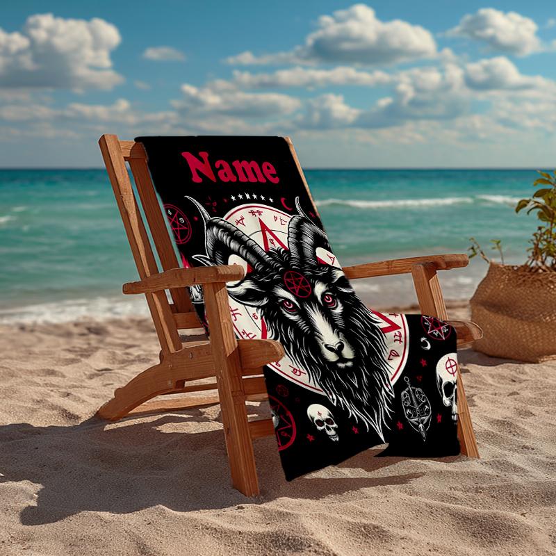 Custom Name Ultra-Soft Beach Towel with Goat Theme,Ideal for Pool - Camping, Diving - Perfect Travel Essential, Vibrant Beach Towel.