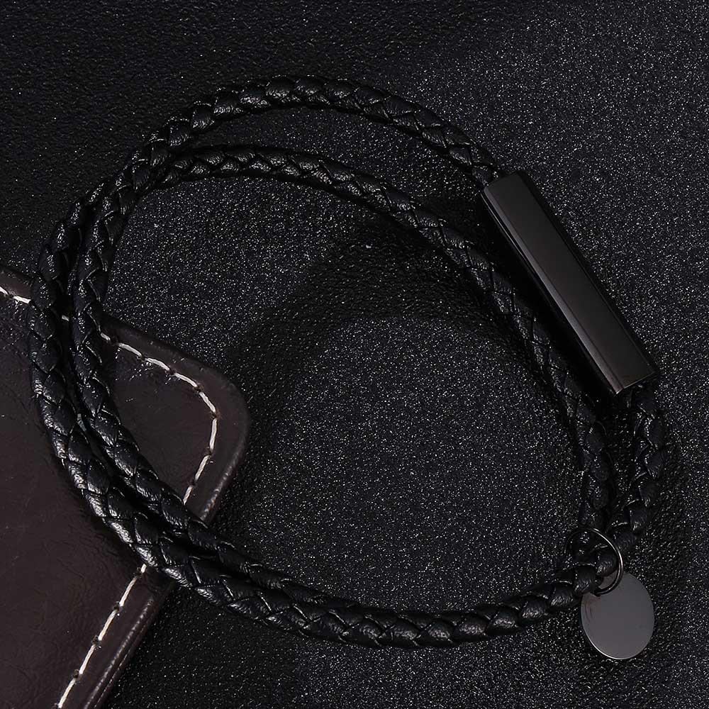 Dual-Strand Black Titanium Steel Clasp Bracelet with Graded Magnetic Buckle - Japanese & Korean Style, Unisex, Laser Engraved.