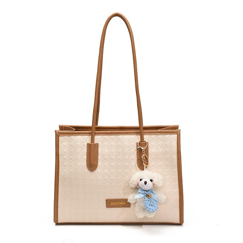 

2025 autumn new high-quality thousand bird grid shoulder bag women s commuter tote bag large-capacity portable shopping bag No pendant