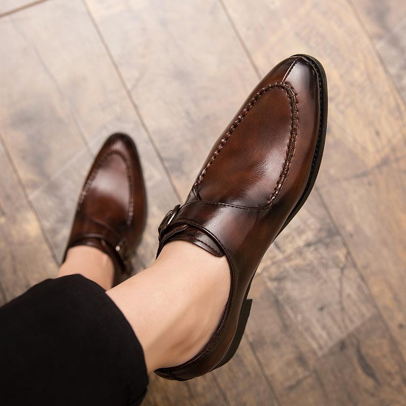 Summer casual youth tide British retro business pointed breathable leather shoes