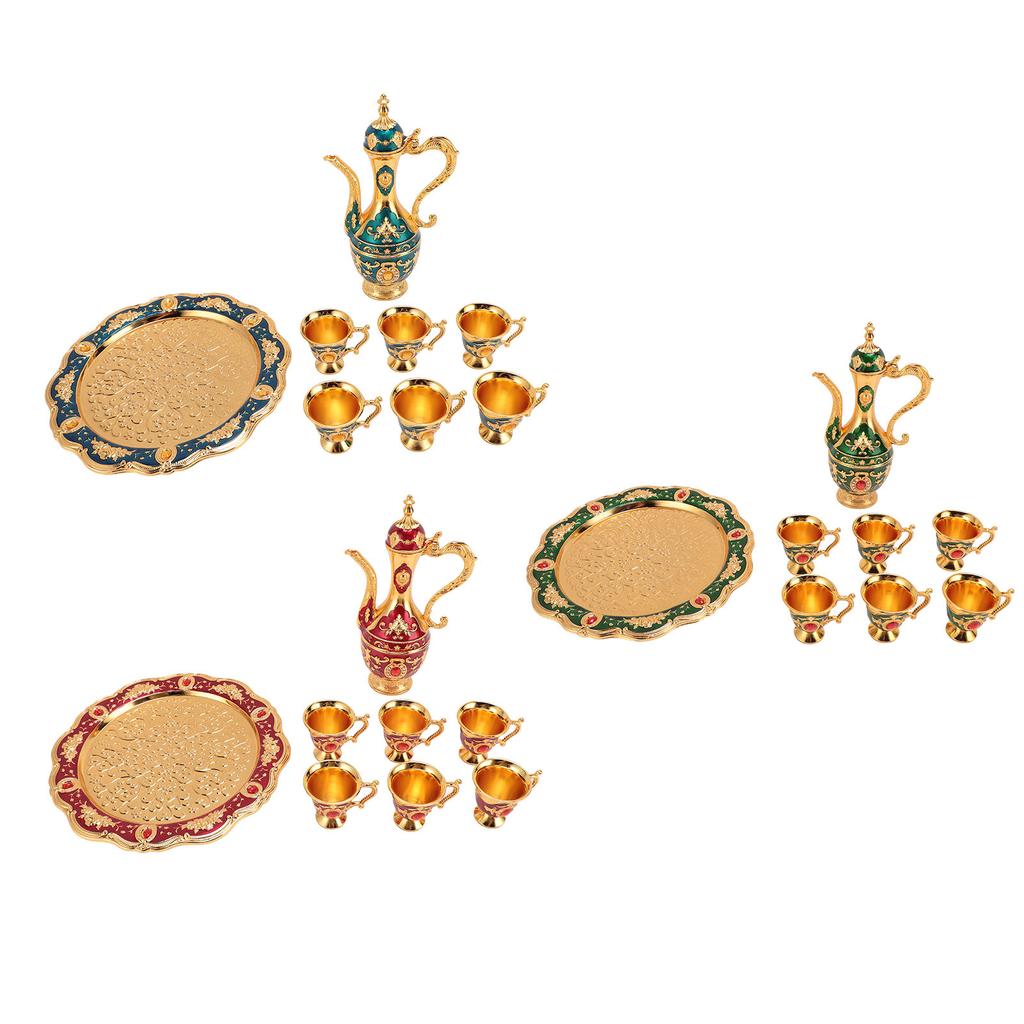 Vintage Coffee Pot Set European Wine Pot Kit With 6 Cups Teapot Tea Service Set for Wedding Birthday