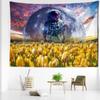 Flower Sea Scenery Astronaut Tapestry Wall Hanging Bohemian Natural Minimalist Art Bedroom Living Room Home Decor
